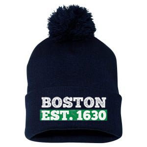 Boston Distressed Est. 1630 Pom Pom 12in Knit Beanie