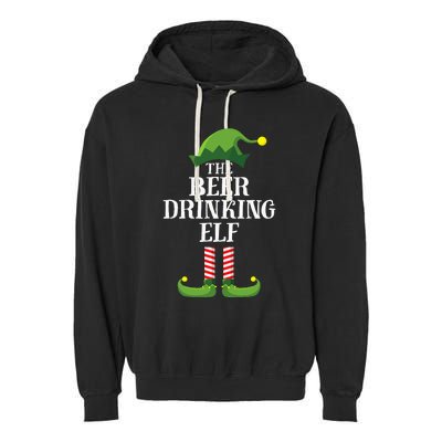 Beer Drinking Elf Matching Family Group Christmas Party Pj Garment-Dyed Fleece Hoodie