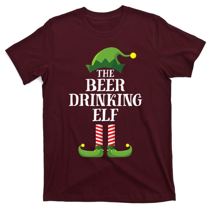 Beer Drinking Elf Matching Family Group Christmas Party Pj T-Shirt