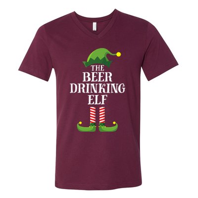 Beer Drinking Elf Matching Family Group Christmas Party Pj V-Neck T-Shirt