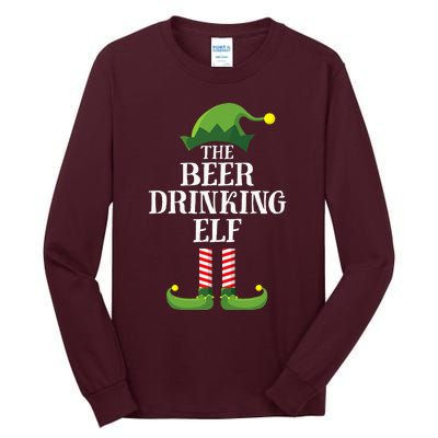 Beer Drinking Elf Matching Family Group Christmas Party Pj Tall Long Sleeve T-Shirt