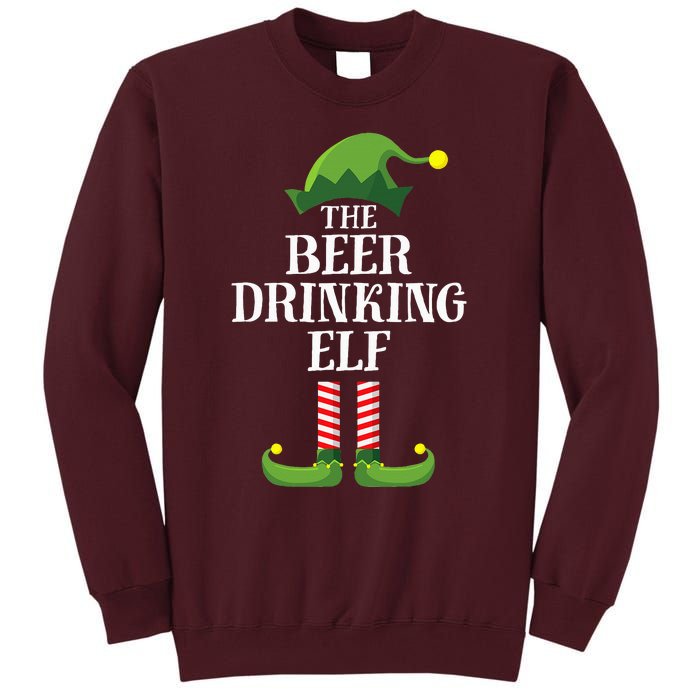 Beer Drinking Elf Matching Family Group Christmas Party Pj Tall Sweatshirt