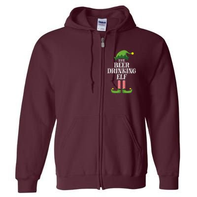 Beer Drinking Elf Matching Family Group Christmas Party Pj Full Zip Hoodie