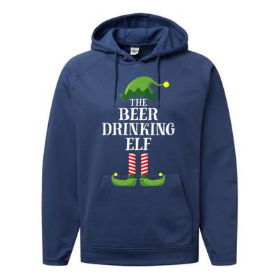 Beer Drinking Elf Matching Family Group Christmas Party Pj Performance Fleece Hoodie