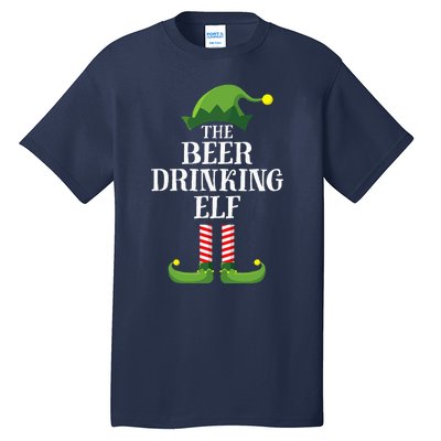 Beer Drinking Elf Matching Family Group Christmas Party Pj Tall T-Shirt