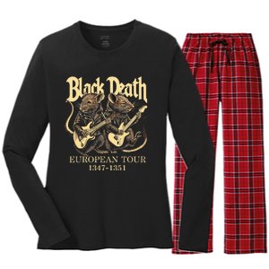 Black Death European Ren Faire Medieval History Goth Women's Long Sleeve Flannel Pajama Set 