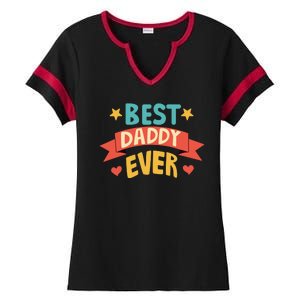 Best Daddy Ever Cute Fathers Day Gift Ladies Halftime Notch Neck Tee