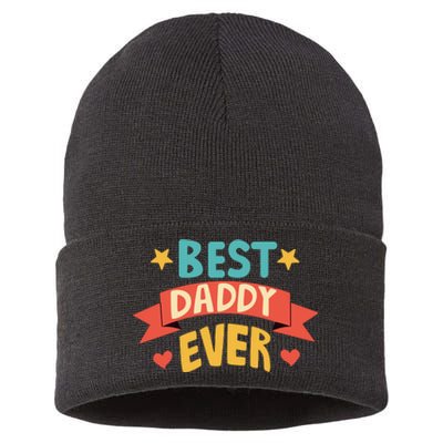 Best Daddy Ever Cute Fathers Day Gift Sustainable Knit Beanie