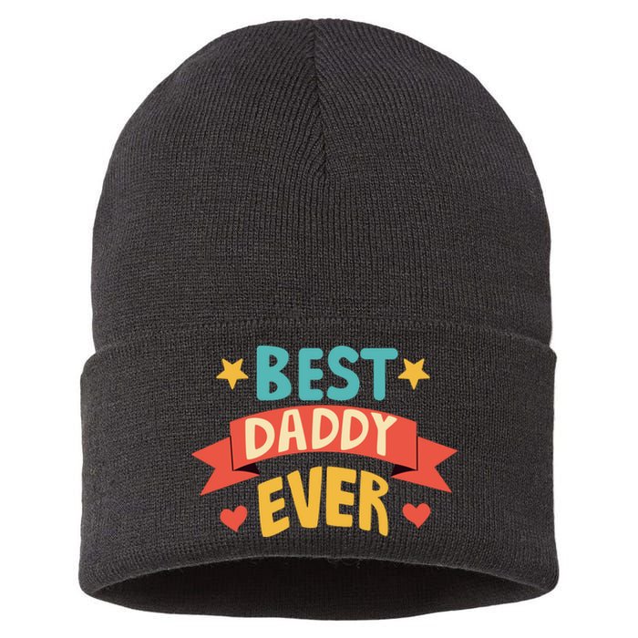 Best Daddy Ever Cute Fathers Day Gift Sustainable Knit Beanie