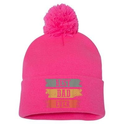 Best Dad Ever Gift For Funny Fathers Day Pom Pom 12in Knit Beanie