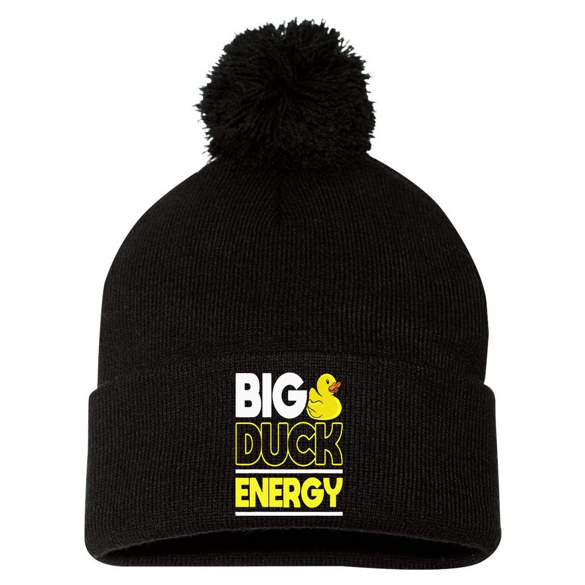 Big Duck Energy Rubber Duck Pom Pom 12in Knit Beanie