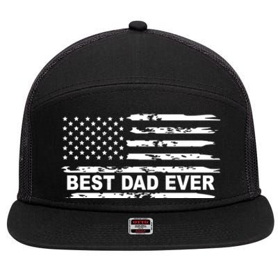 Best Dad Ever American Flag 7 Panel Mesh Trucker Snapback Hat