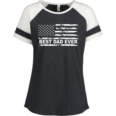 Best Dad Ever American Flag Enza Ladies Jersey Colorblock Tee