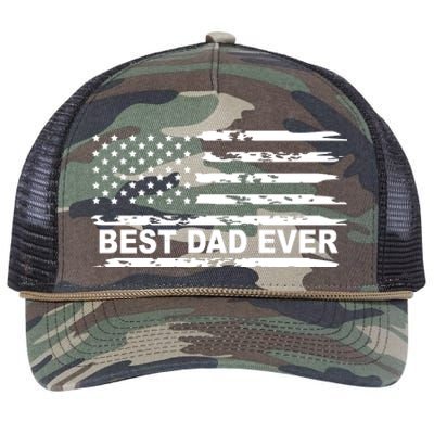 Best Dad Ever American Flag Retro Rope Trucker Hat Cap