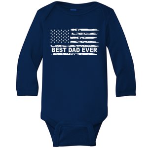 Best Dad Ever American Flag Baby Long Sleeve Bodysuit