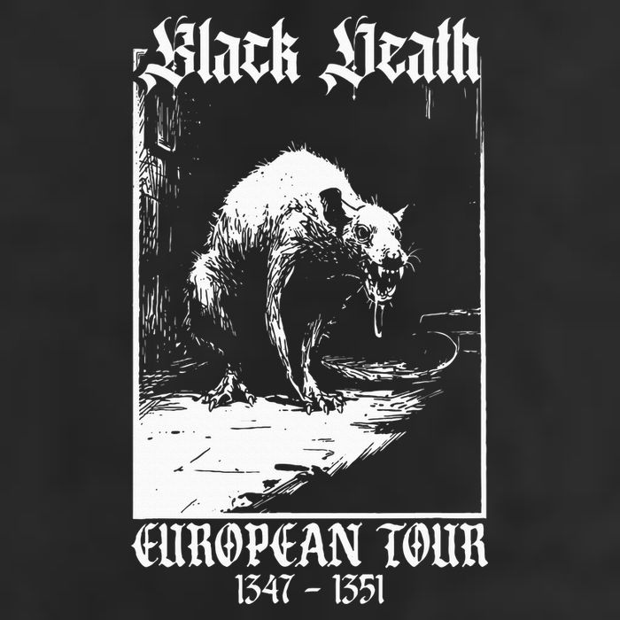 Black Death European Plague Rat Medieval 7 Panel Mesh Trucker Snapback Hat