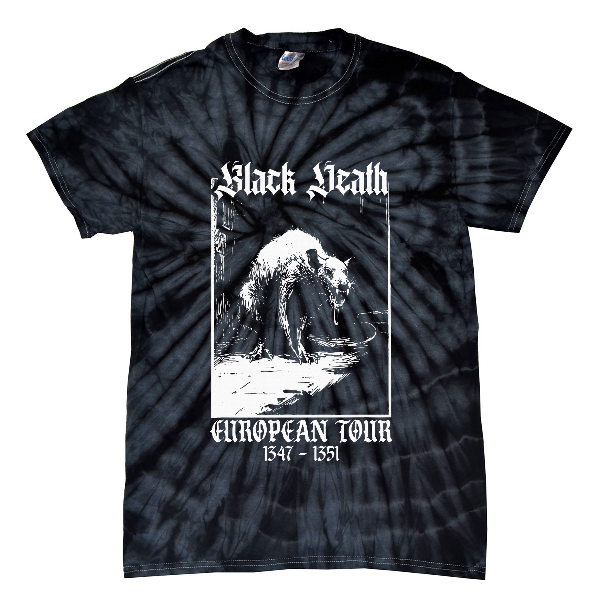 Black Death European Plague Rat Medieval Tie-Dye T-Shirt