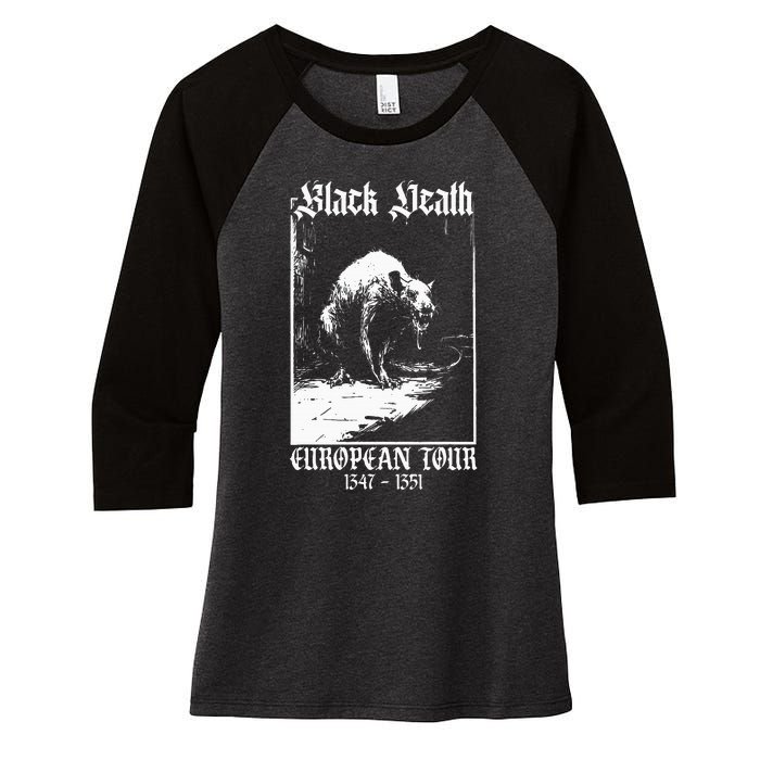 Black Death European Plague Rat Medieval Women's Tri-Blend 3/4-Sleeve Raglan Shirt