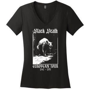 Black Death European Plague Rat Medieval Women's V-Neck T-Shirt