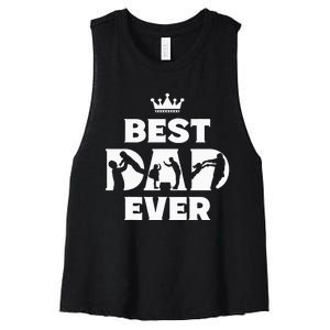 Best Dad Ever Funny Father's Day Women's Racerback Cropped Tank