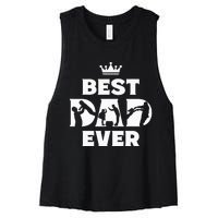 Best Dad Ever Funny Father's Day Women's Racerback Cropped Tank