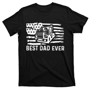 Best Dad Ever Flag Truck Dad Trucker Dad Best Trucking Dad T-Shirt