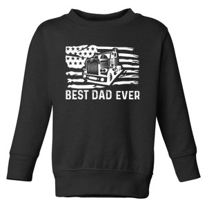 Best Dad Ever Flag Truck Dad Trucker Dad Best Trucking Dad Toddler Sweatshirt