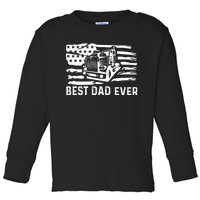 Best Dad Ever Flag Truck Dad Trucker Dad Best Trucking Dad Toddler Long Sleeve Shirt