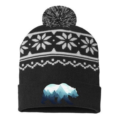 Bear Double Exposure Surreal Wildlife Animal USA-Made Snowflake Beanie