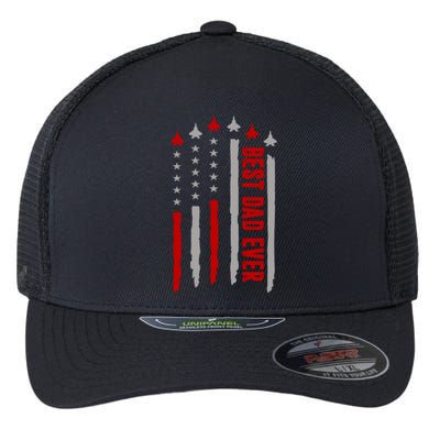 Best Dad Ever USA Flag Cute Gift Flexfit Unipanel Trucker Cap