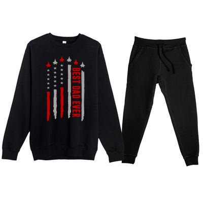 Best Dad Ever USA Flag Cute Gift Premium Crewneck Sweatsuit Set