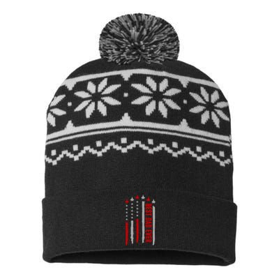 Best Dad Ever USA Flag Cute Gift USA-Made Snowflake Beanie