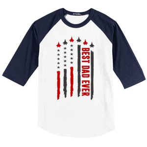 Best Dad Ever USA Flag Cute Gift Baseball Sleeve Shirt