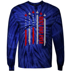 Best Dad Ever USA Flag Cute Gift Tie-Dye Long Sleeve Shirt