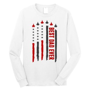 Best Dad Ever USA Flag Cute Gift Long Sleeve Shirt