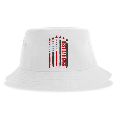 Best Dad Ever USA Flag Cute Gift Sustainable Bucket Hat