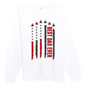 Best Dad Ever USA Flag Cute Gift Premium Crewneck Sweatshirt