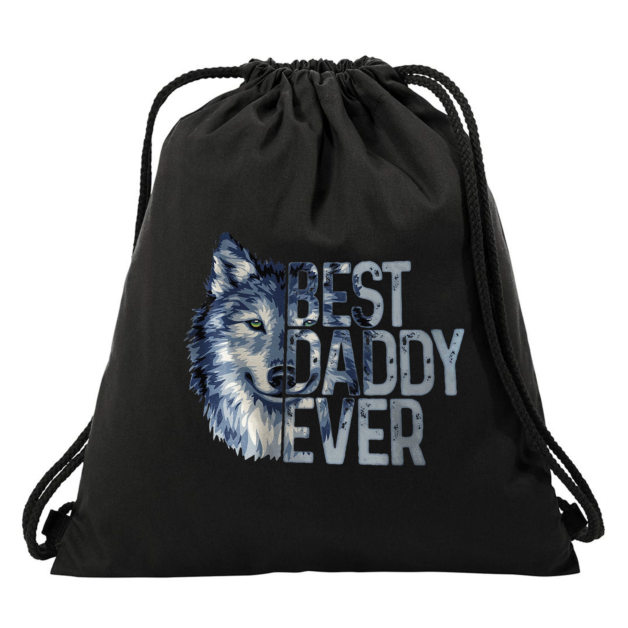 Best Daddy Ever Wolf Father Day Drawstring Bag