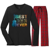 Best Dad Ever Guitar Chords Guitarist Father Fathers Day Women's Long Sleeve Flannel Pajama Set 