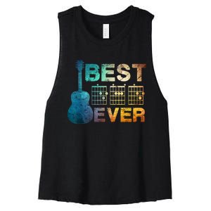 Best Dad Ever Guitar Chords Guitarist Father Fathers Day Women's Racerback Cropped Tank