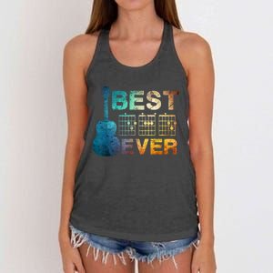 Best Dad Ever Guitar Chords Guitarist Father Fathers Day Women's Knotted Racerback Tank