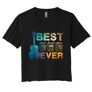 Best Dad Ever Guitar Chords Guitarist Father Fathers Day Women's Crop Top Tee