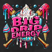 Big Drip Energy Baseball Drip Ice Cream Sprinkles 7 Panel Mesh Trucker Snapback Hat