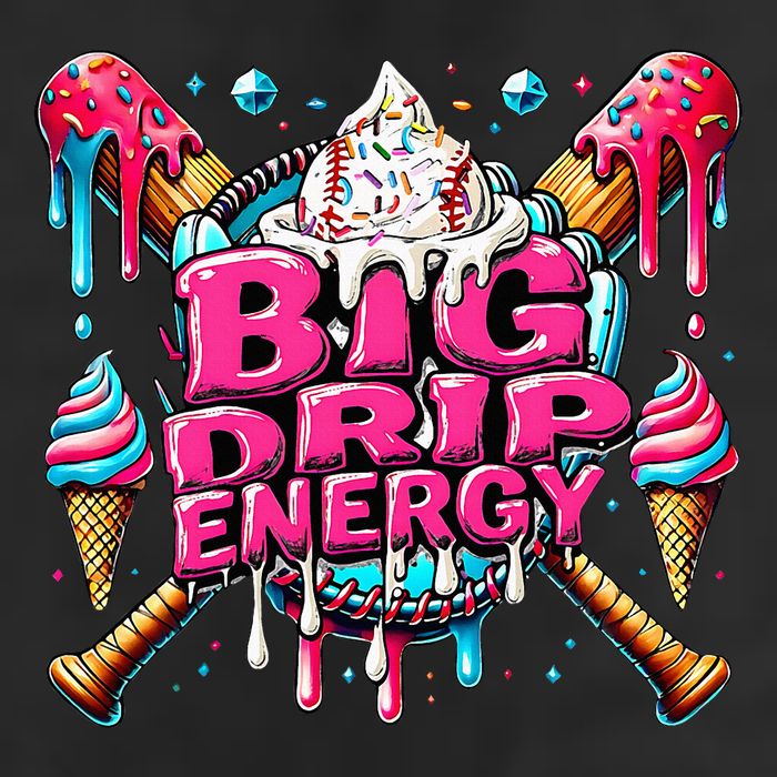 Big Drip Energy Baseball Drip Ice Cream Sprinkles 7 Panel Mesh Trucker Snapback Hat