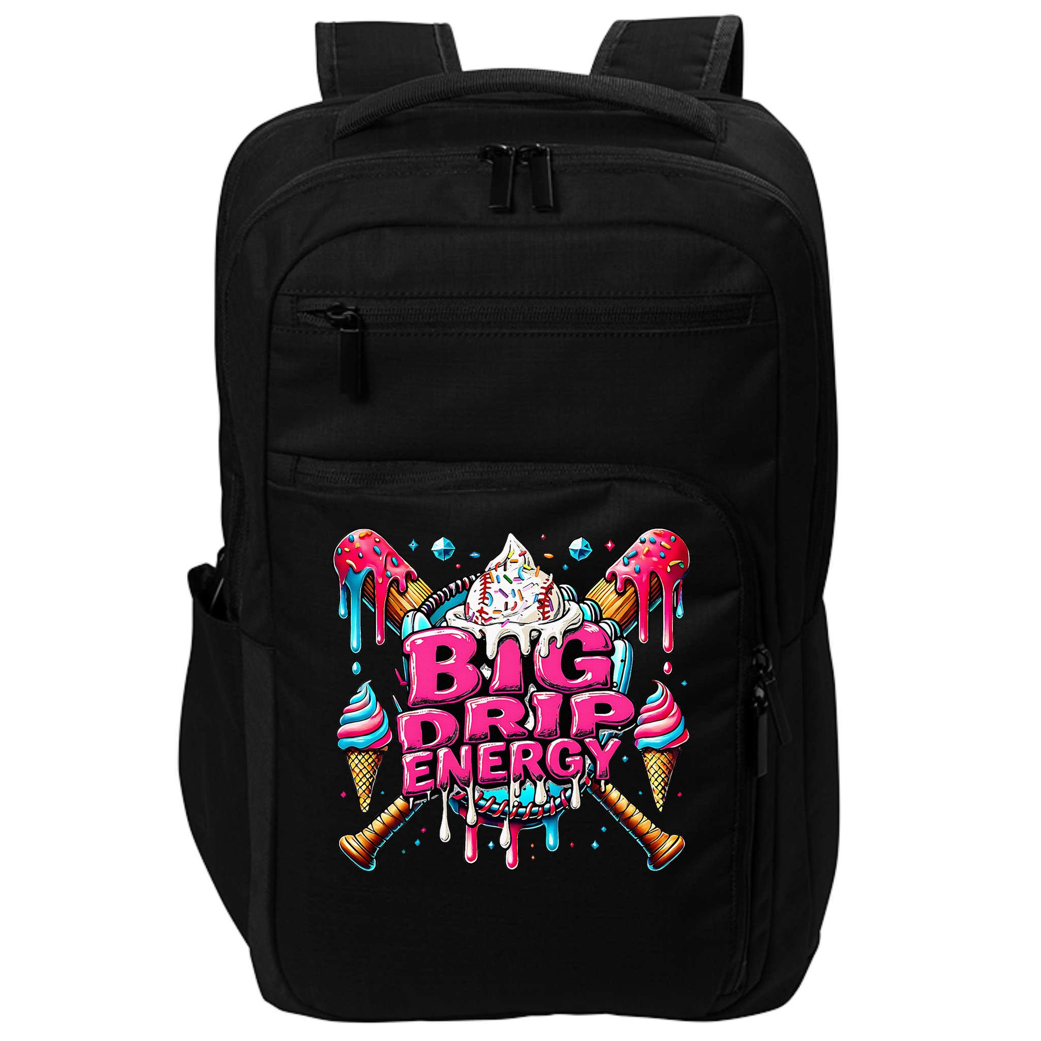 Big Drip Energy Baseball Drip Ice Cream Sprinkles Impact Tech Backpack