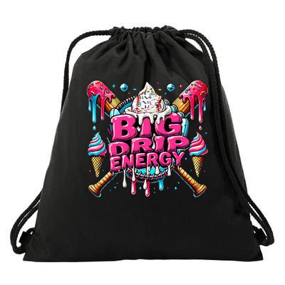 Big Drip Energy Baseball Drip Ice Cream Sprinkles Drawstring Bag