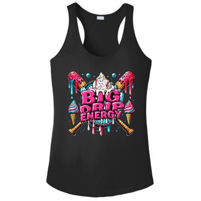 Big Drip Energy Baseball Drip Ice Cream Sprinkles Ladies PosiCharge Competitor Racerback Tank