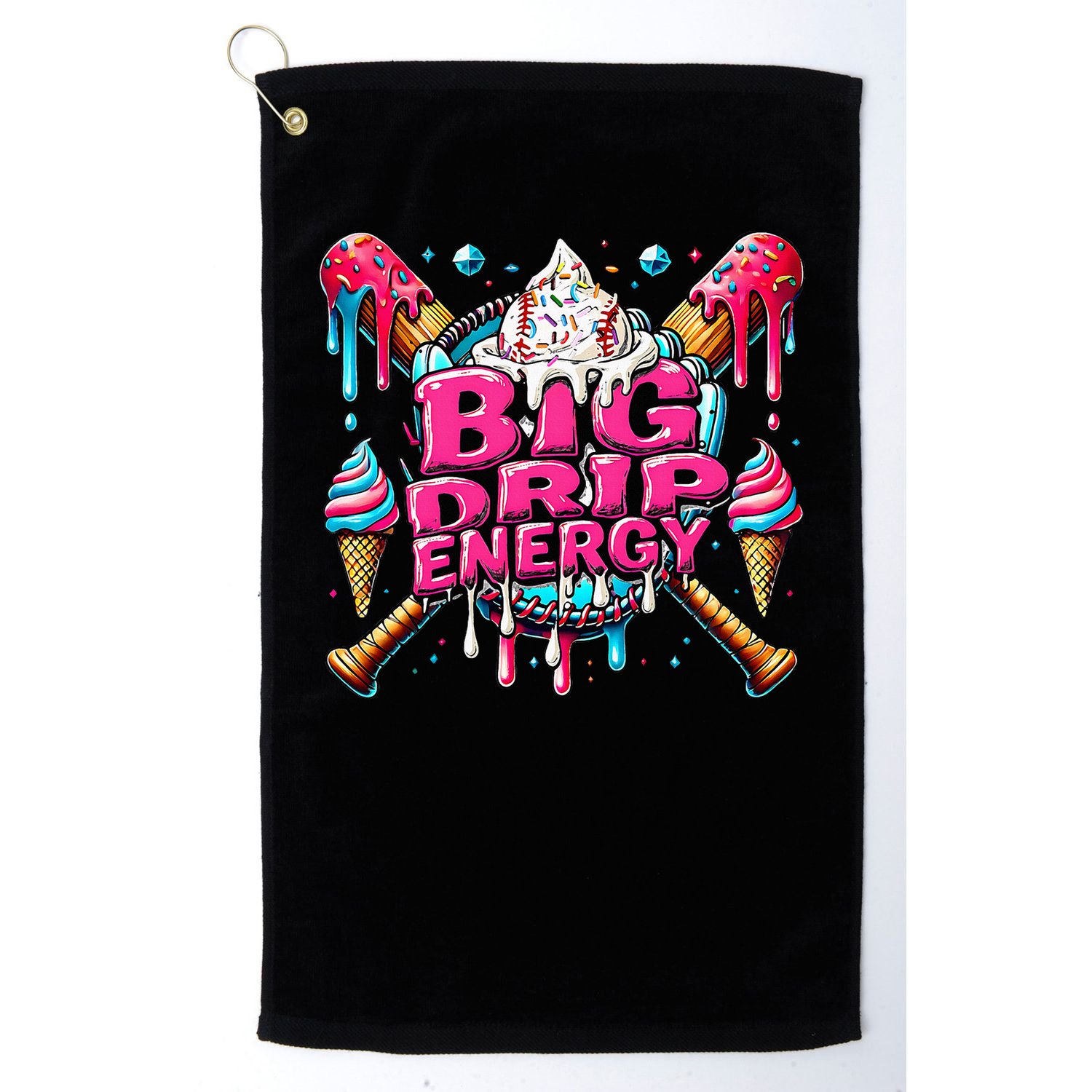 Big Drip Energy Baseball Drip Ice Cream Sprinkles Golf Towel