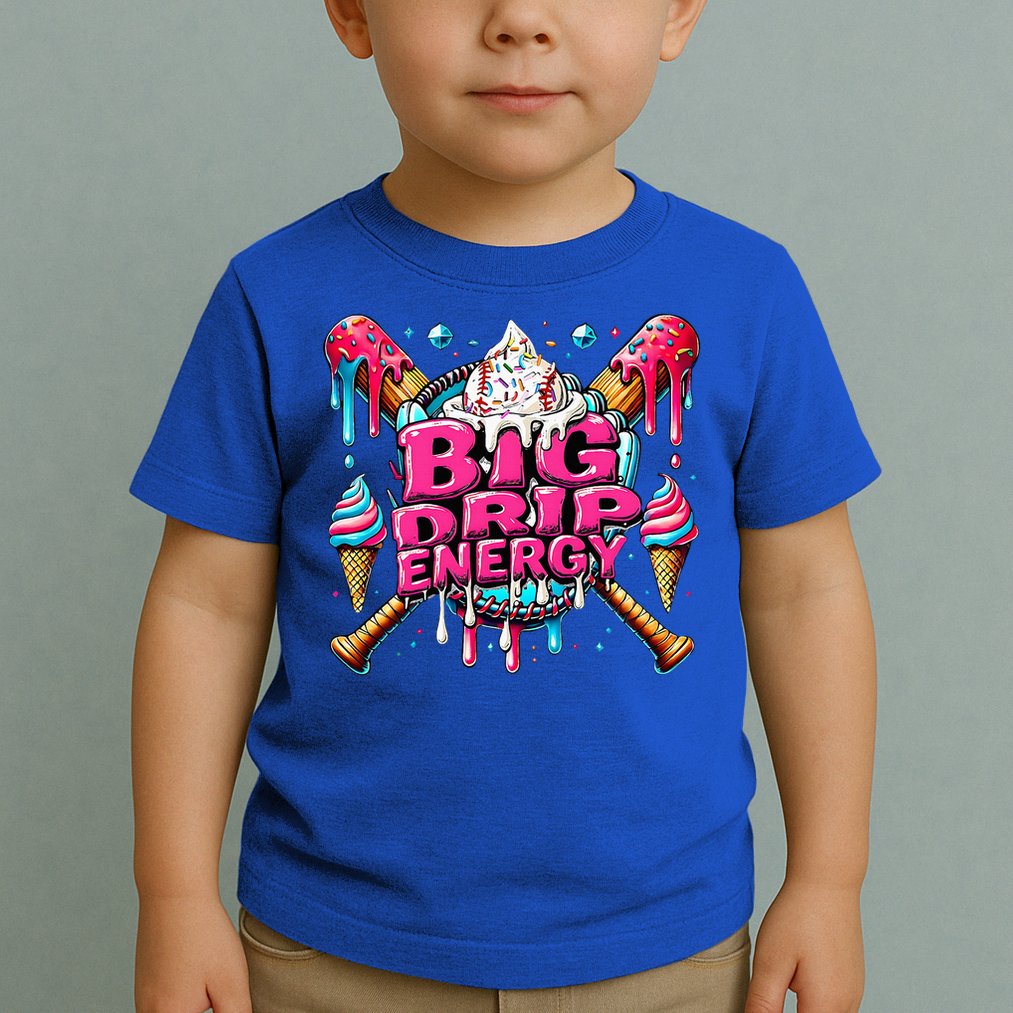 Big Drip Energy Baseball Drip Ice Cream Sprinkles Toddler T-Shirt