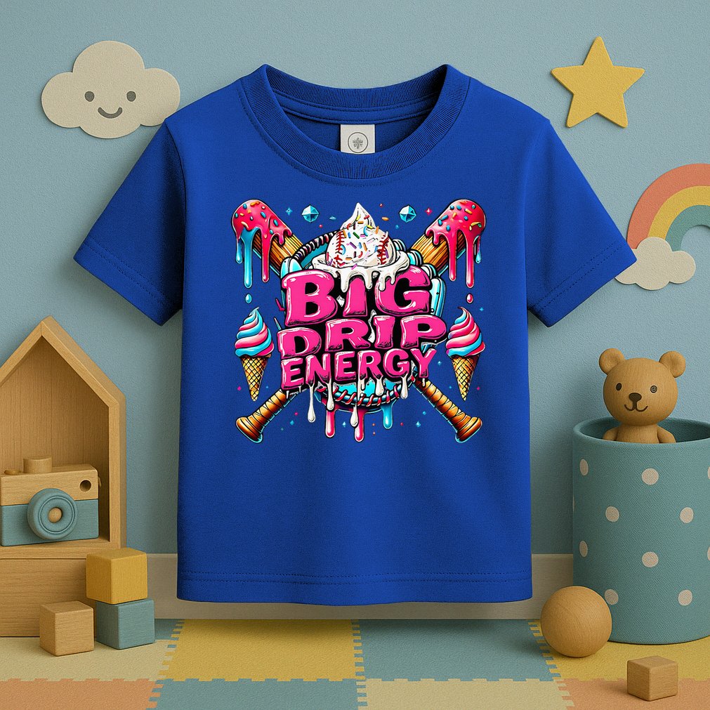 Big Drip Energy Baseball Drip Ice Cream Sprinkles Toddler T-Shirt